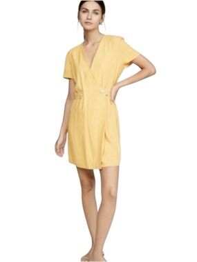 rag & bone Sunshine Yellow V-Neck Short Sleeve Mini Dress